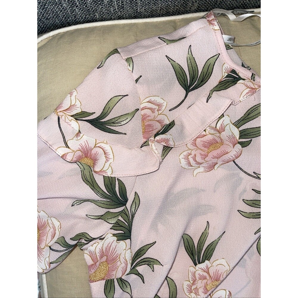 Atmosphere Pink Floral Dress Summer Ruffle Short Sleeves Sz 10 - Picture 11 of 12